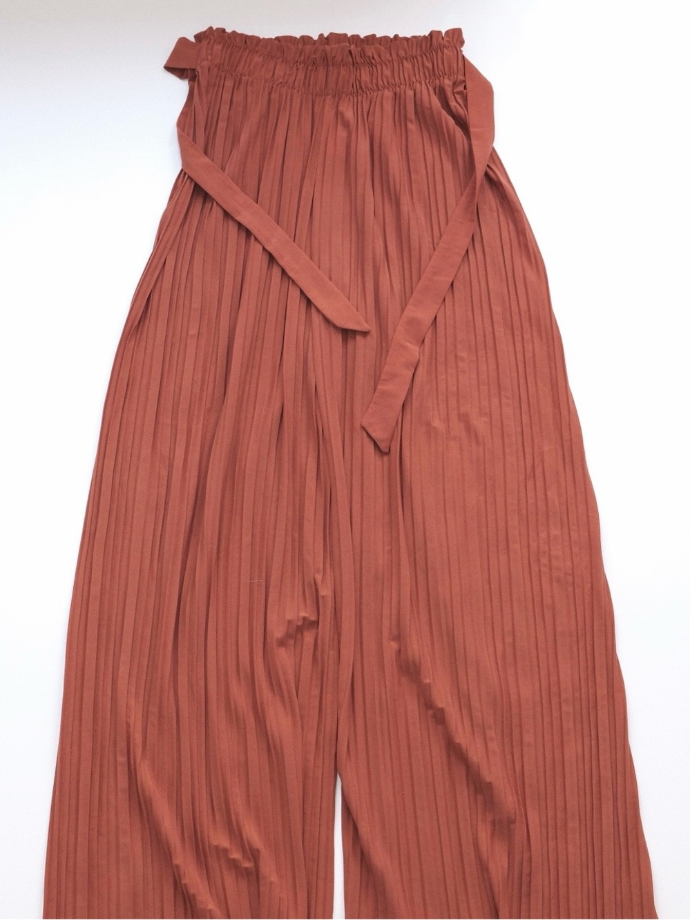 New Mix Orange Rust Pleated Elastic Pants - Size Small